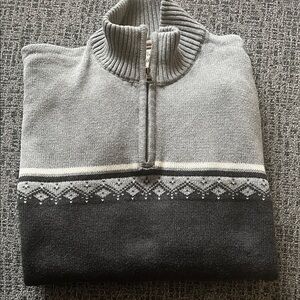 Weatherproof Men's Zip-Neck Sweater in Light Gray & Charcoal